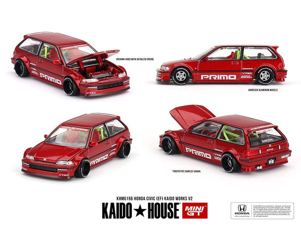 Honda Civic EF Kaido house Works V2 M Red KHMG156 1/64 scale