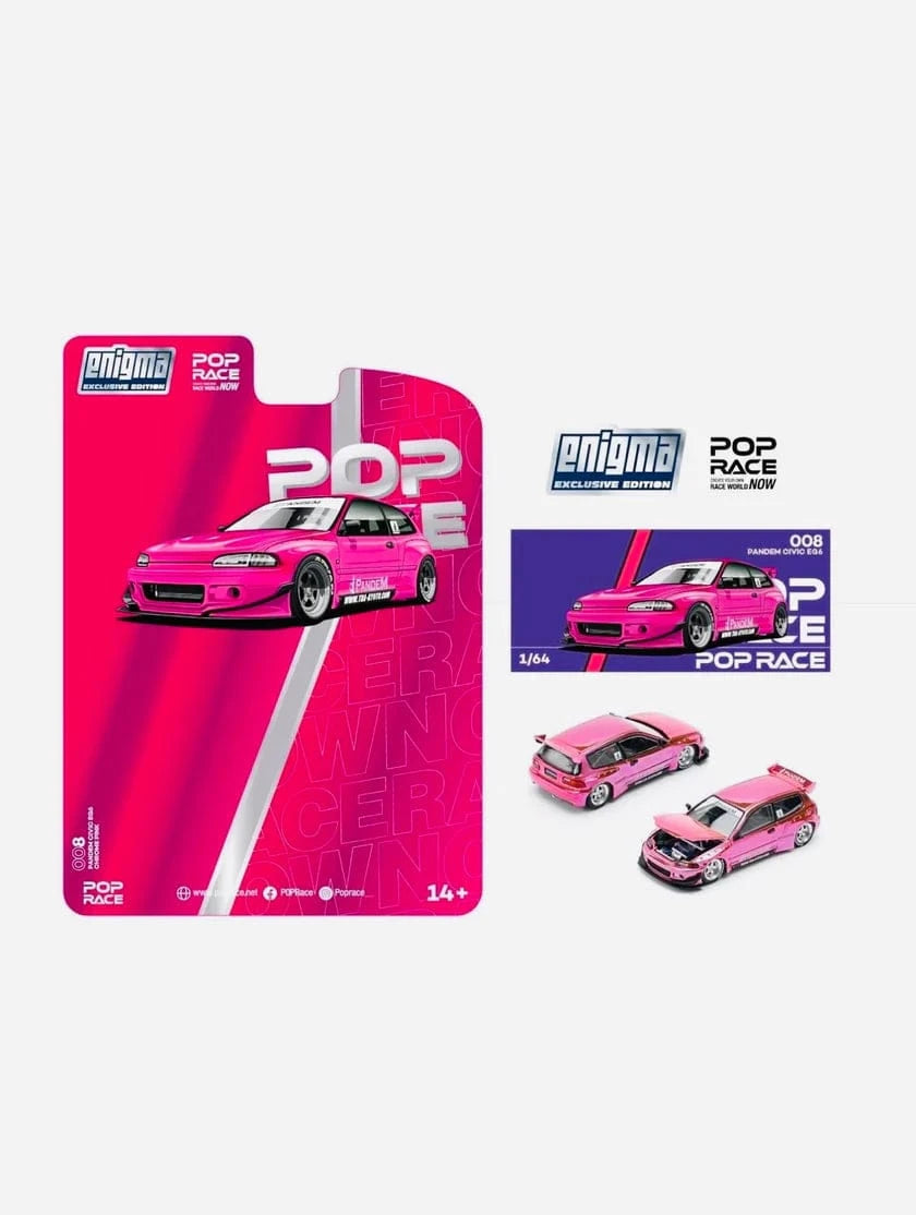 Chase Pandem Honda Civic EG6 Pink Pop Race Enigma Collab Special Edition 1/64