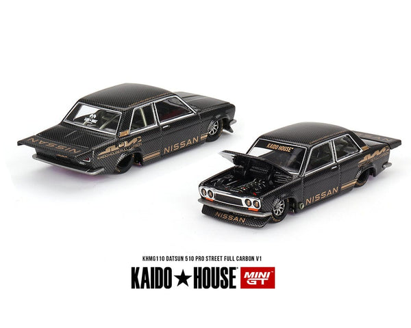 Datsun 510 Pro Street Full Carbon V1- Black Carbon Kaido House Mini GT 1:64