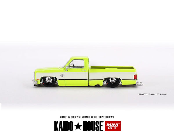 Chevrolet Silverado KAIDO Flo V1 Yellow Chrome Kaido House Mini GT 1/64