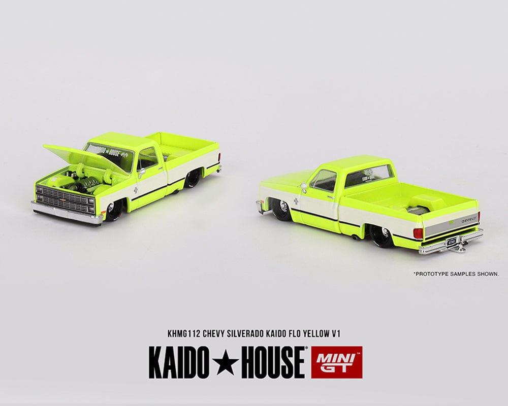 Chevrolet Silverado KAIDO Flo V1 Yellow Chrome Kaido House Mini GT 1/64  (pre-order)