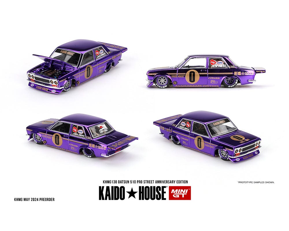 Datsun 510 Pro Street Anniversary edition Purple Kaido House Mini GT 1:64  scale KHMG138 (pre-order)