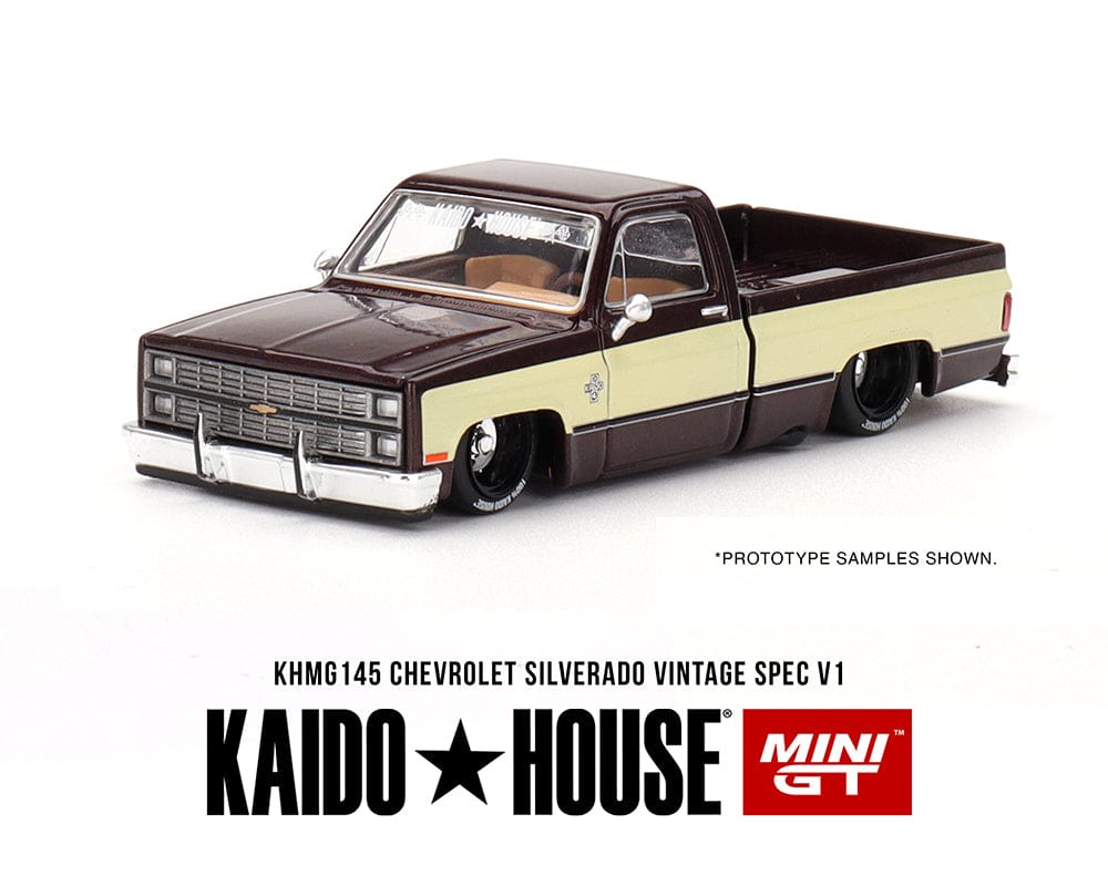 Chevrolet Silverado Vintage Spec V1 Two Tone Brown Cream Kaido House Mini GT 1/64 scale KHMG145