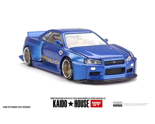 Kaido House Nissan Skyline GT-R R34 Shinjuku V2 Aero Blue 1/64 Kaido House Nissan Skyline GT-R R34 Shinjuku V2 Aero Blue 1/64