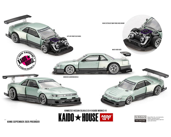 Nissan Silvia S13-R KAIDO WORKS V1 Sea Foam Green Kaido House Mini GT 1/64