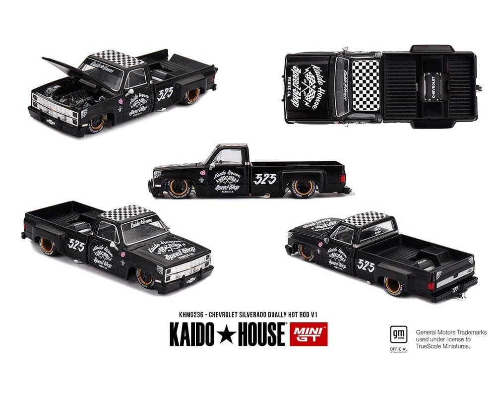 Chevrolet Silverado Dually Hot Rod V1 – Flat Black Kaido House Mini GT 1/64 scale