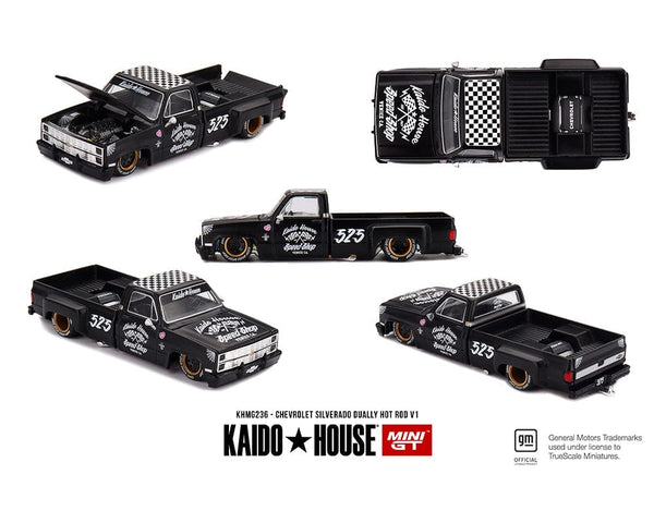 Chevrolet Silverado Dually Hot Rod V1 – Flat Black Kaido House Mini GT 1/64 scale