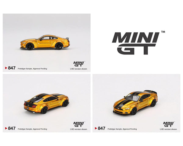 LB Works Ford Mustang Gold Mini GT 1/64 scale