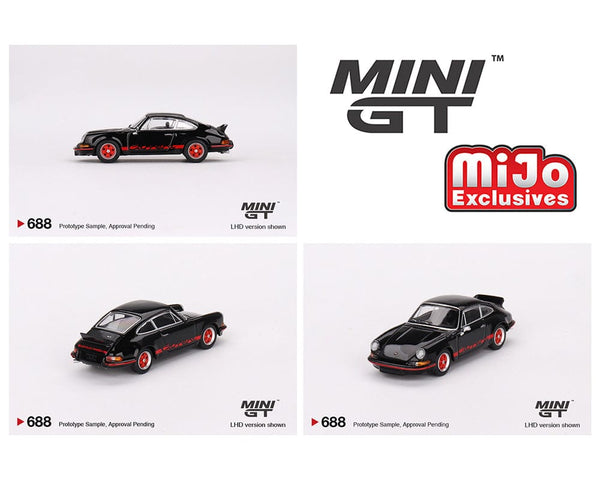 Porsche 911 Carrera RS 2.7 Black with Red Livery Mini GT 1/64