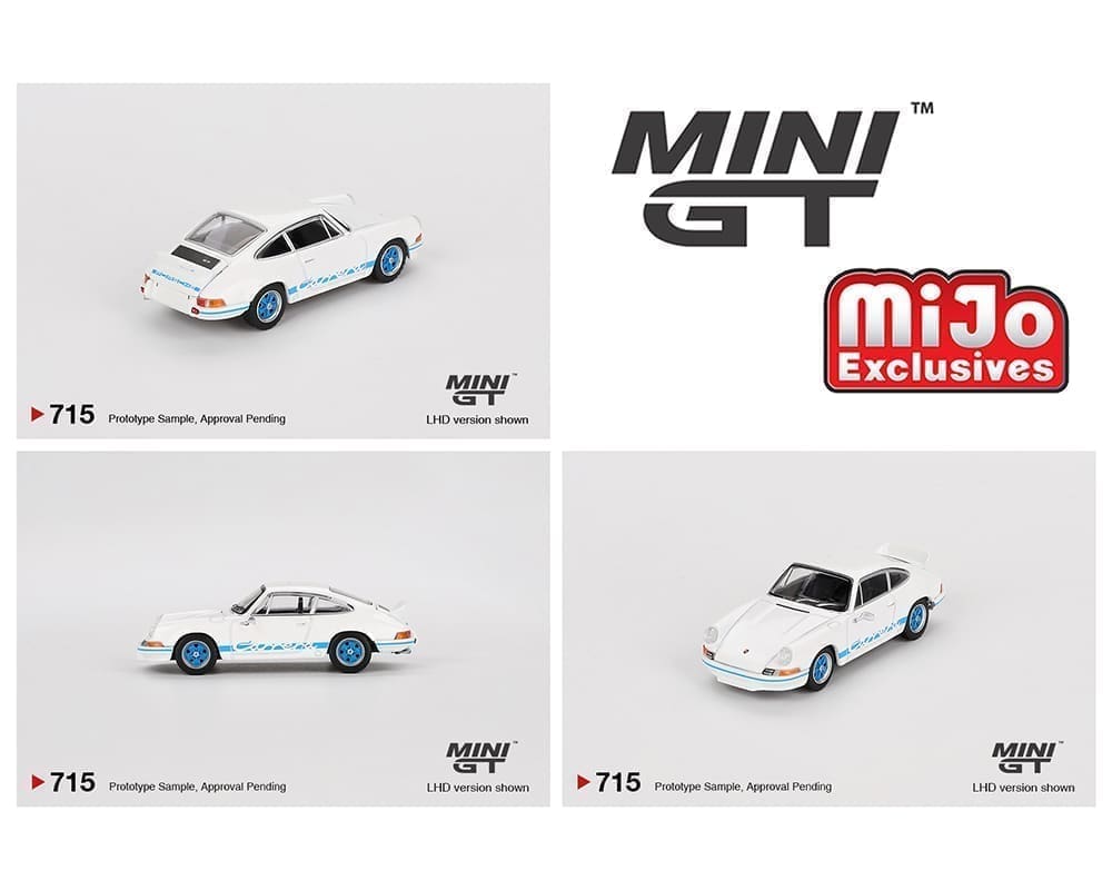 Porsche 911 Carrera RS 2.7 Grand Prix White with Blue Livery Mini GT 1:64 scale