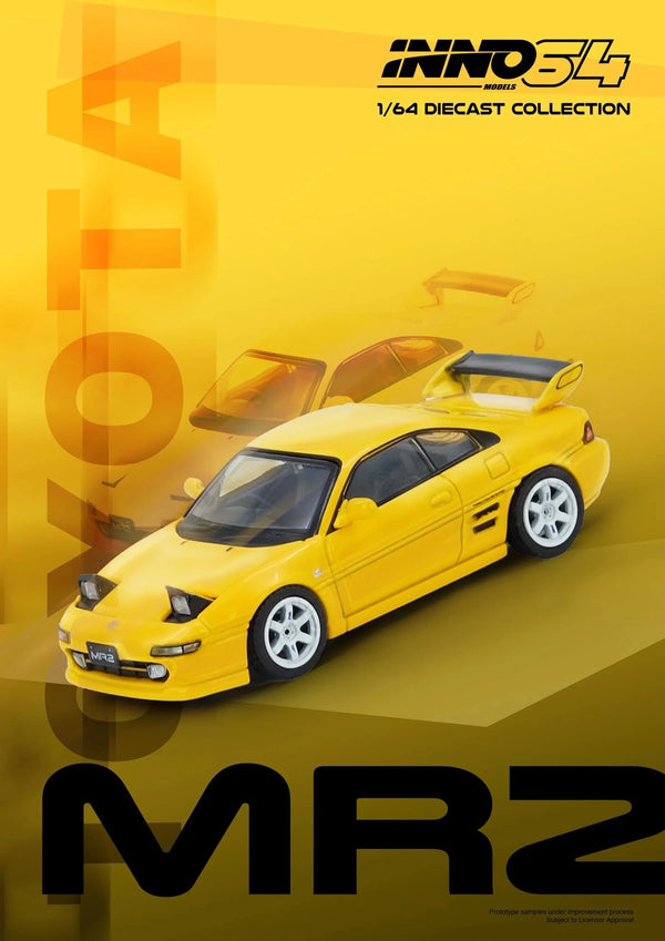 Toyota MR2 SW20 Yellow 1/64 Scale Inno64