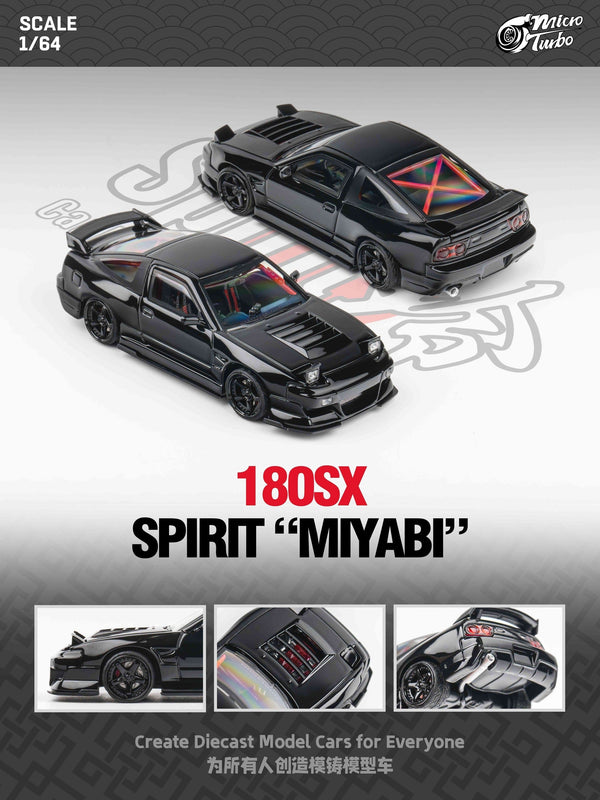 Nissan 180SX Miyabi Black Micro Turbo 1/64 scale
