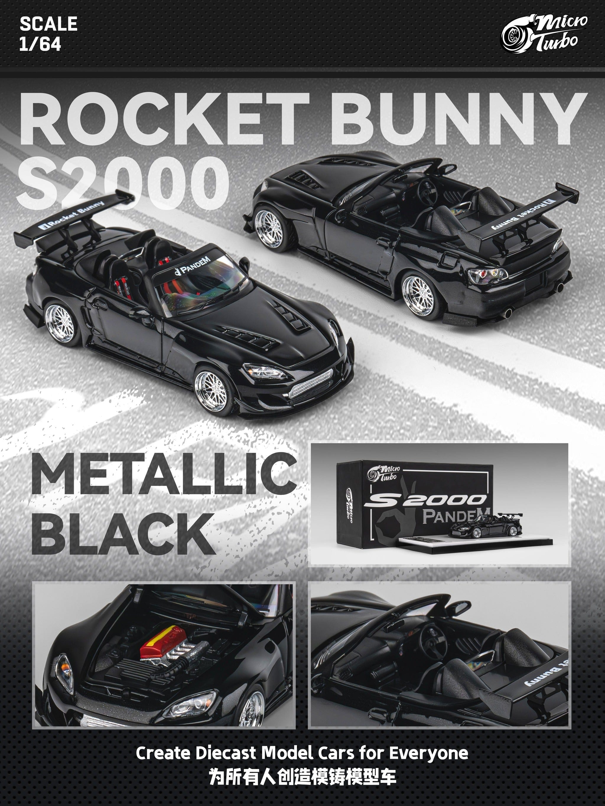 pre-order) Custom Honda S2000 Rocket Bunny - Metallic Black