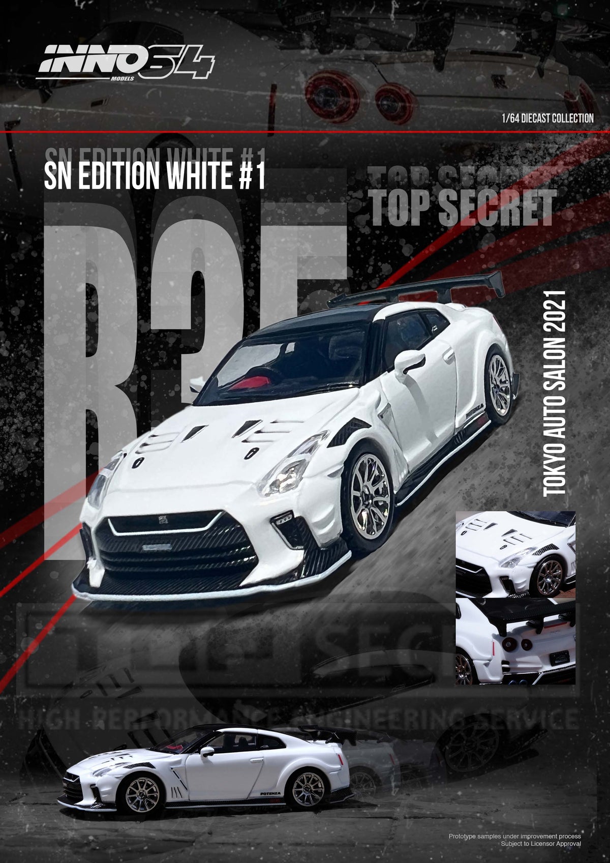 Nissan Skyline GT-R R35 Top Secret Tokyo Auto Salon 2021 Inno64 1/64 scale (pre-order)