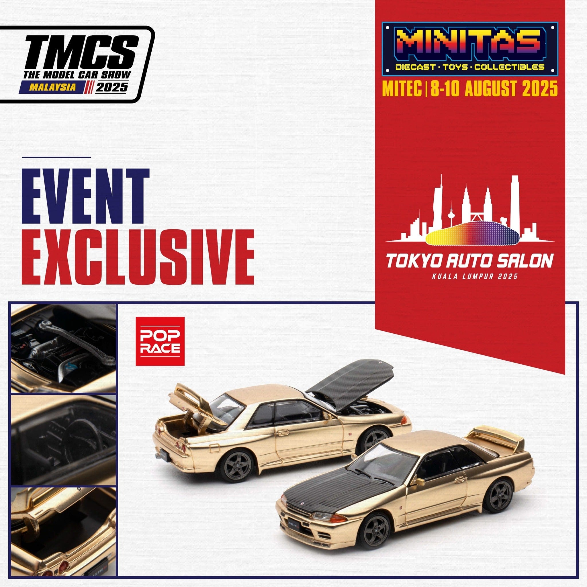 POP RACE SKYLINE GT-R R32 1/64 TASKL限定 Nissan Skyline GTR R-32 Gold TASKL 2025 Event Model Pop Race