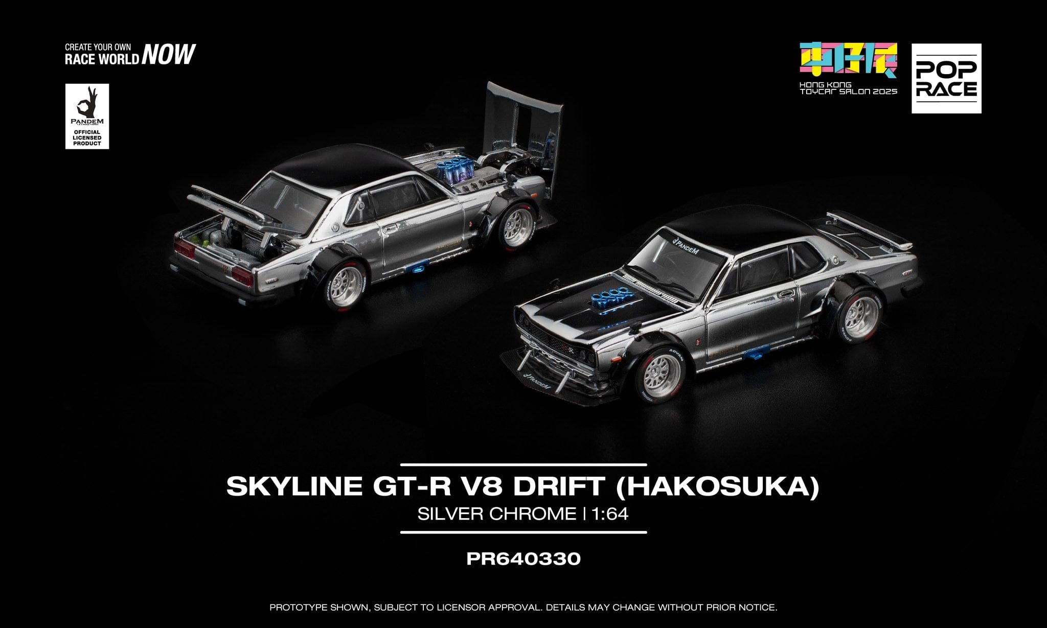 Nissan Skyline GT-R V8 Drift Hakosuka Silver Chrome Hong Kong Toy