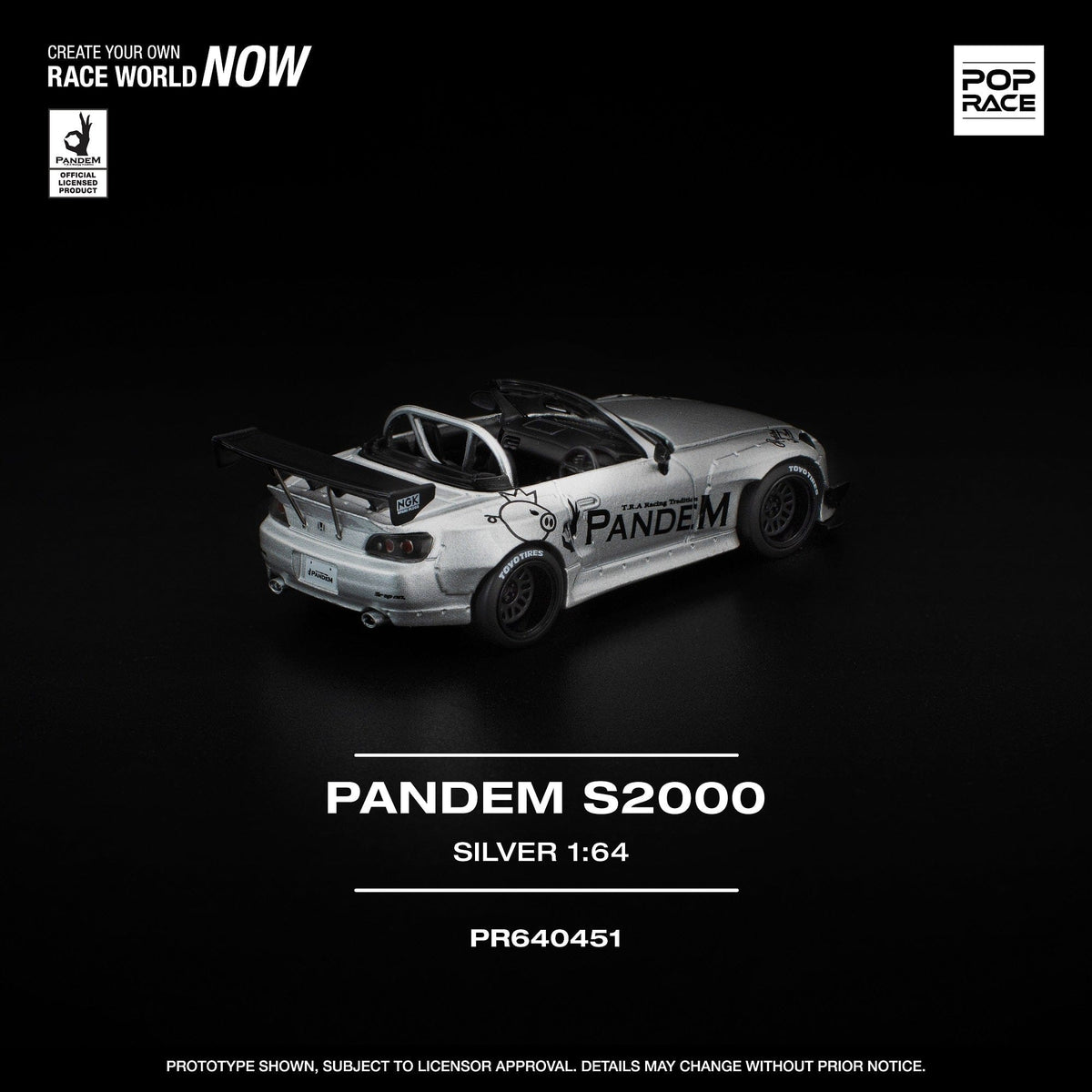 PANDEM x Honda S2000 Silver PopRace 1/64 