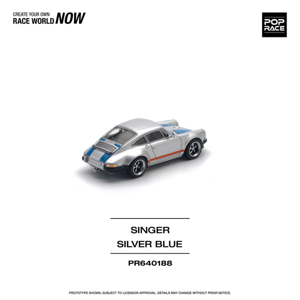 Porsche Singer 911 964 Blue with Silver Blue Pop Race 1:64