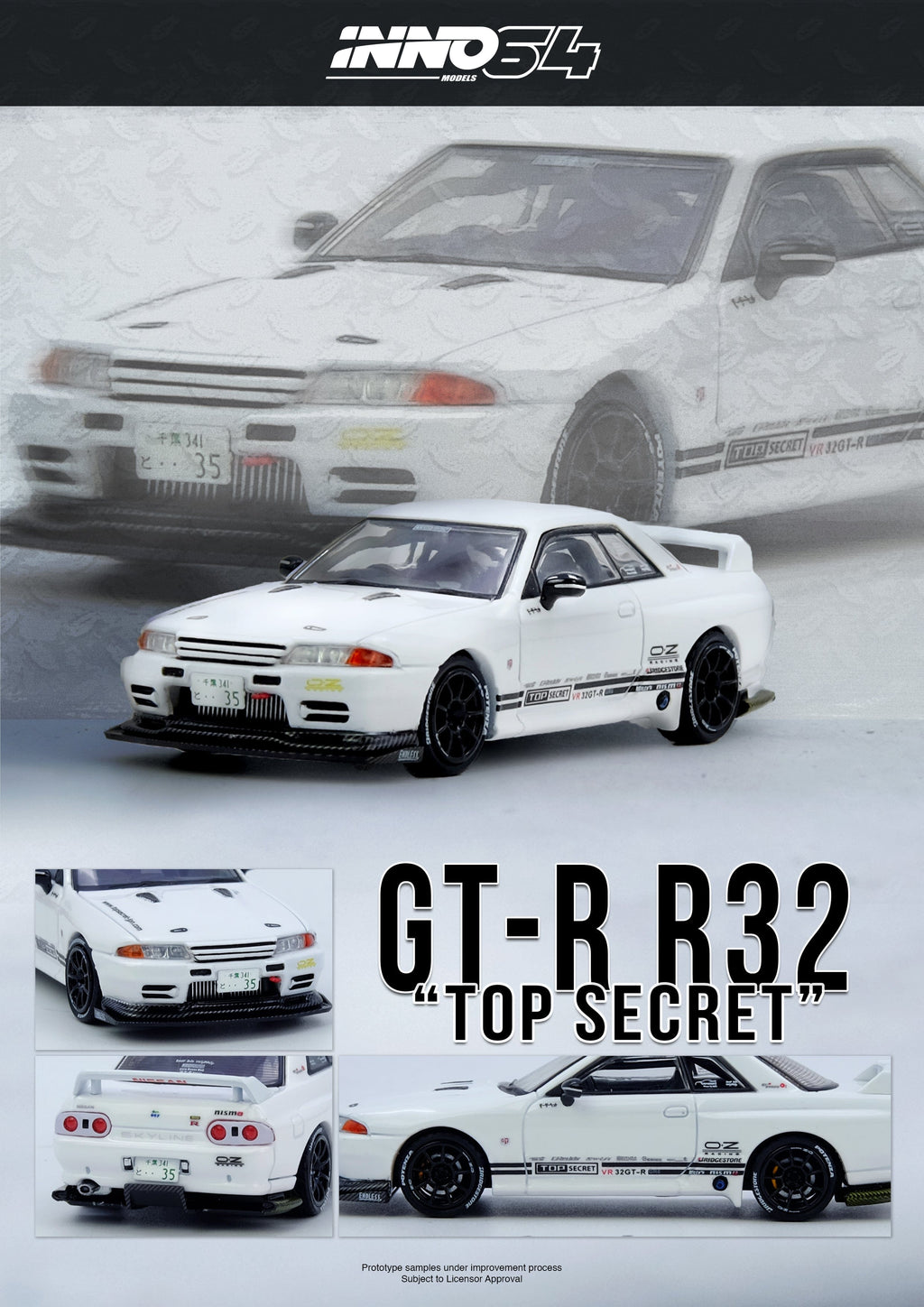 Nissan Skyline Top Secret V-R32 GT-R White Inno64 1/64 scale – Hanz Driven