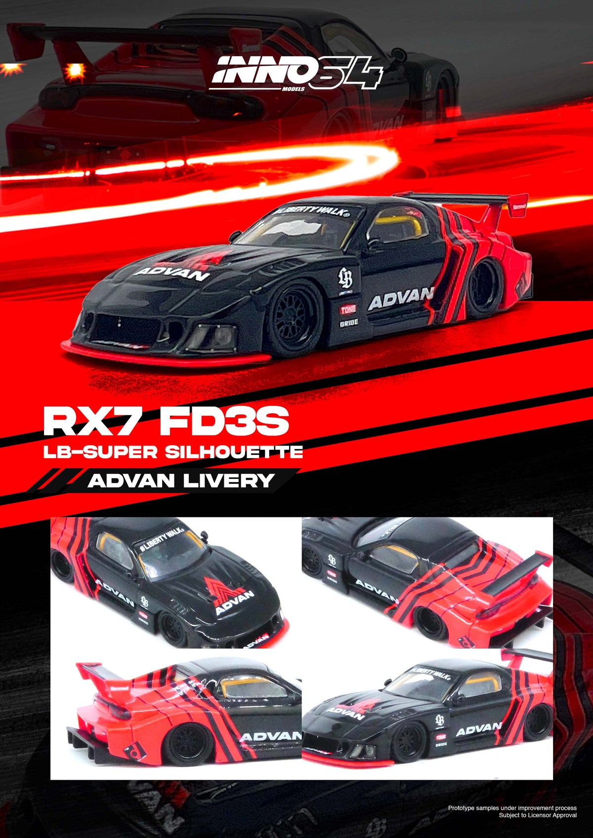 Mazda RX7 FD3S LB Super Silhouette Advan Inno64 1/64 scale