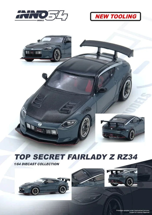 Top Secret Fairlady Z RX34 Stealth Gray Inno64 1/64 scale
