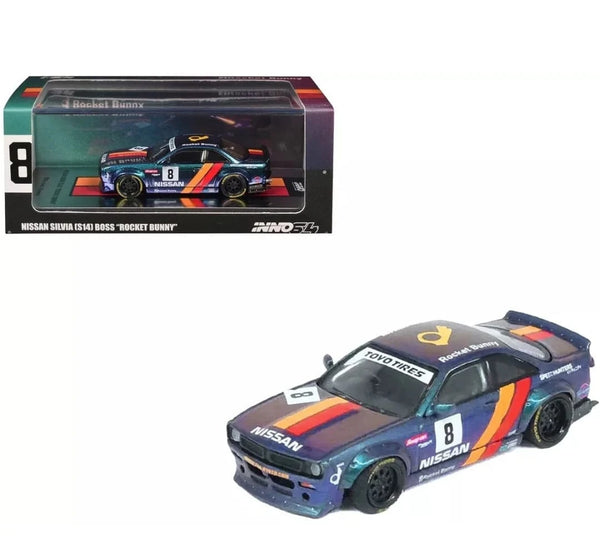 Nissan Silvia S14 Boss Rocket Bunny Purple Inno64 1/64 scale