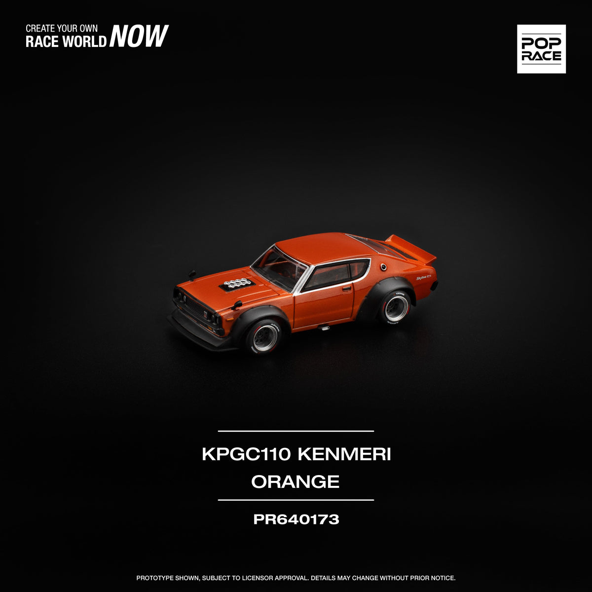 Skyline GT-R V8 Drift Kenmeri Orange 1/64 Pop Race