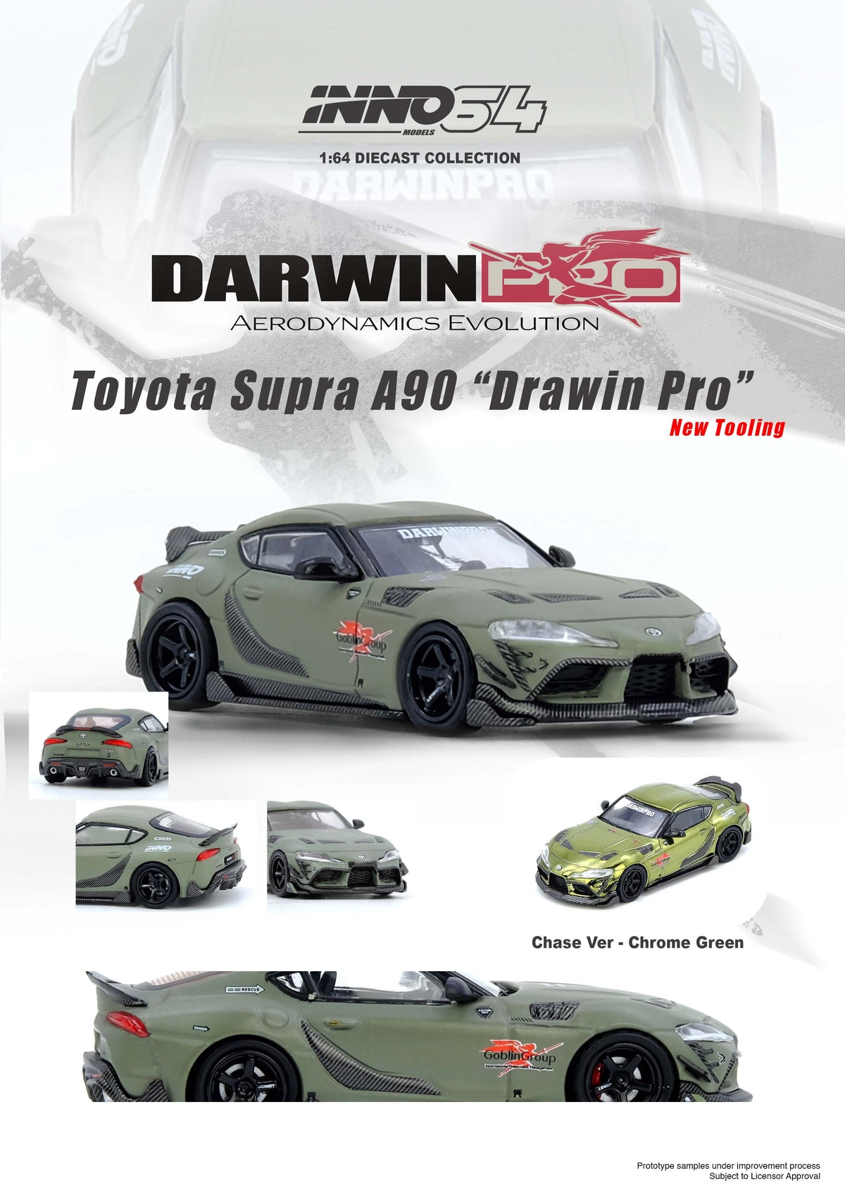 Toyota Supra A90 Darwin Pro J'S Racing Blue Inno64 1/64 scale