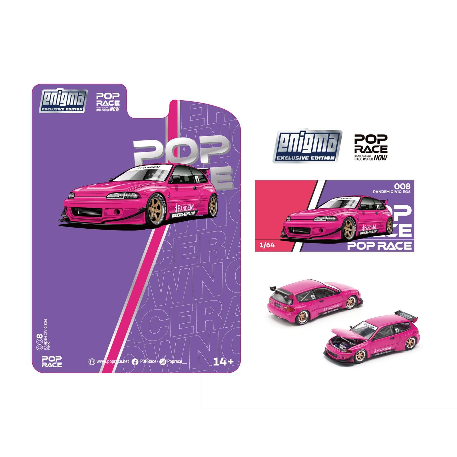 Pre-order)Pandem Honda Civic EG6 Pink Pop Race Enigma Collab