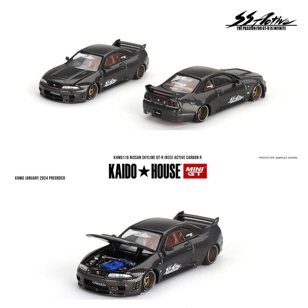 Nissan Skyline GT-R R33 Active Carbon R Kaido House Mini GT 1/64 KHMG116