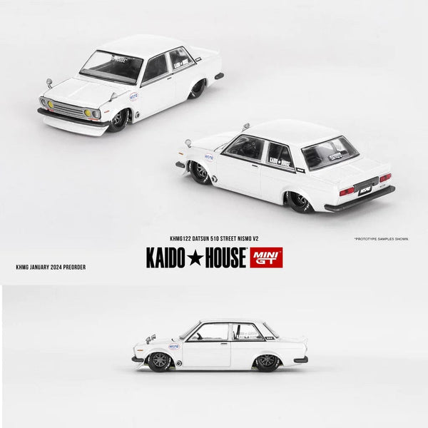 Datsun 510 Street Nismo V2 White Kaido House Mini GT KHMG122 1/64 scale  (pre-order)