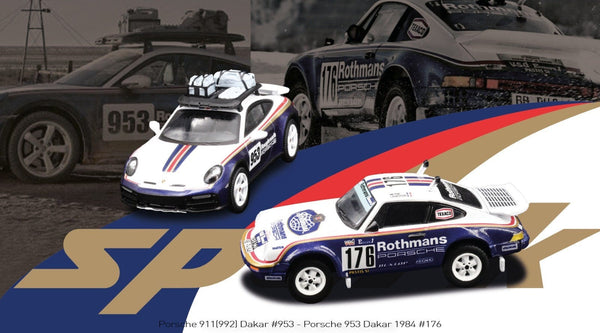 2x car set Porsche 911 992 Dakar #953 Porsche 953 Dakar 1984 #176 Tiny Exclusive Sparky Tiny Exclusive 1/64 scale