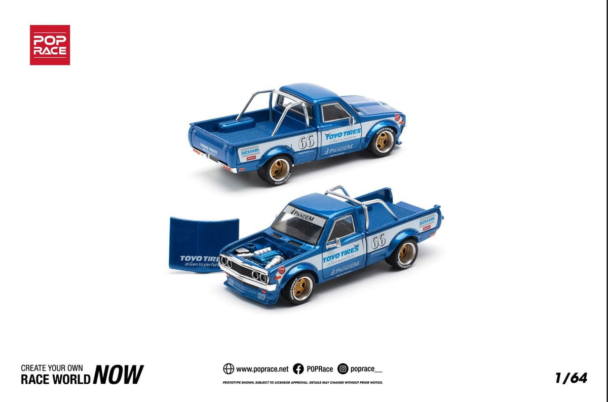 Pick up truck Pandem Datsun 620 Blue 1/64 scale Pop Race (PRE-ORDER)