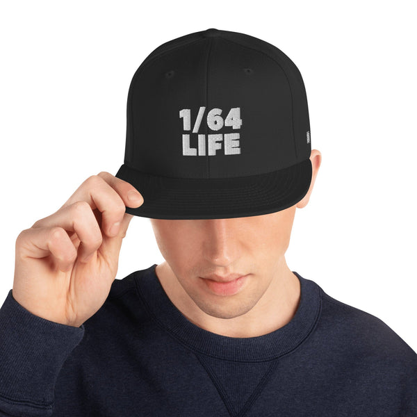 1/64 Life Snapback Hat White on Black