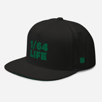 1/64 Life Snapback Hat Green on Black