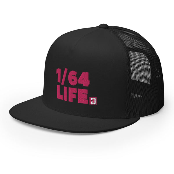 Trucker Cap 1/64 Life Pink on Black streetwear