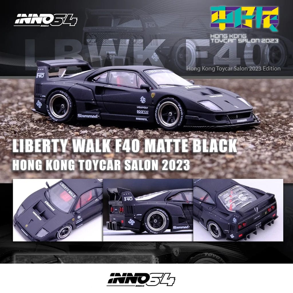 Ferrari F40 LBWK Matte Black Hong Kong Toycar Salon 2023 Special Edition Inno64 1/64 scale