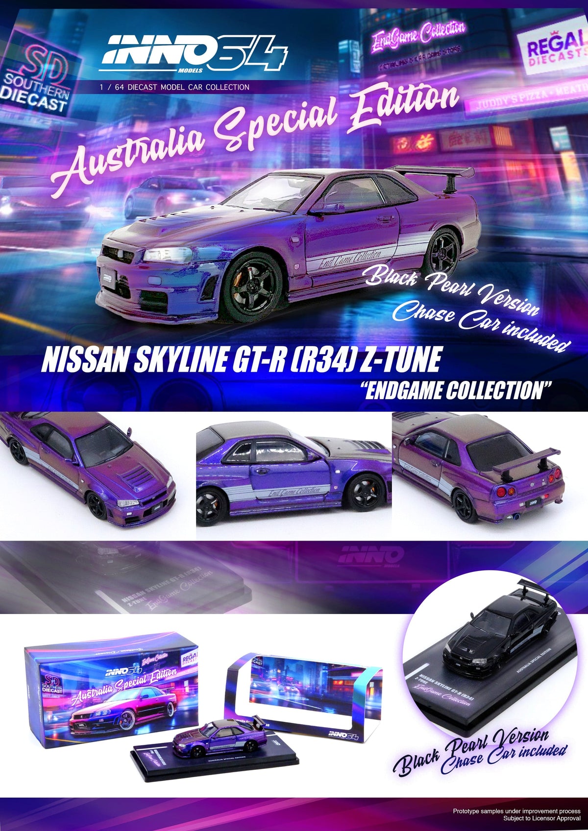 Nissan Skyline GT-R R34 Z-Tune ENDGAME Australia Special Edition Inno64 1/64 scale