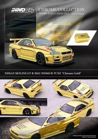 Nissan Skyline GT-R R34 R-Tune Chrome Gold Hobby Expo China 2023 Limited Edition Inno64 1/64 scale