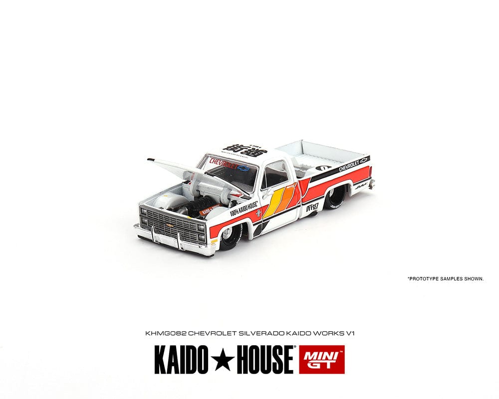 Chevrolet Silverado Kaido Works V1 White Kaido House Mini GT 1:64 