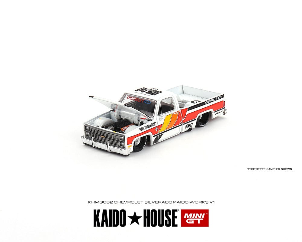 Chevrolet Silverado Kaido Works V1 White Kaido House Mini GT 1:64 scale