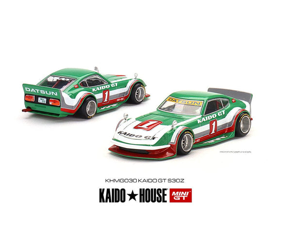 Kaido House Datsun Fairlady Z Kaido GT V2 Green With White Limited Edition Mini GT 1/64 KHMG030