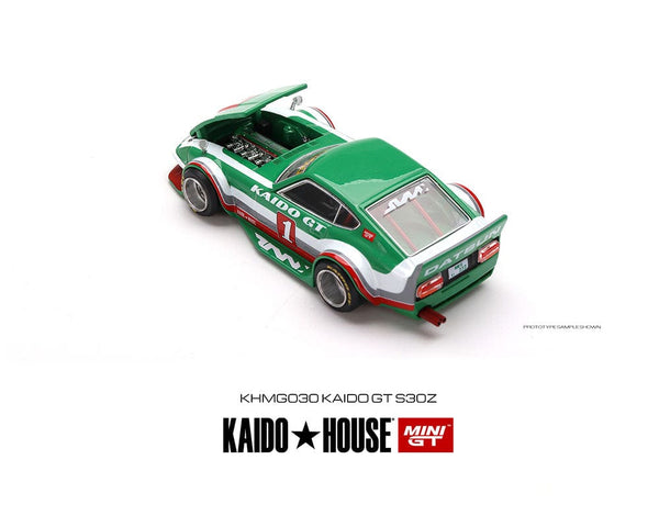 Kaido House Datsun Fairlady Z Kaido GT V2 Green With White Limited Edition Mini GT 1/64 KHMG030 diecast car