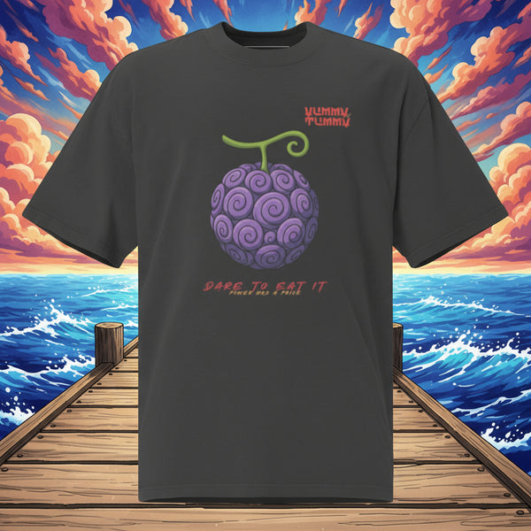 Demon Fruit Oversized faded One Piece t-shirt Black