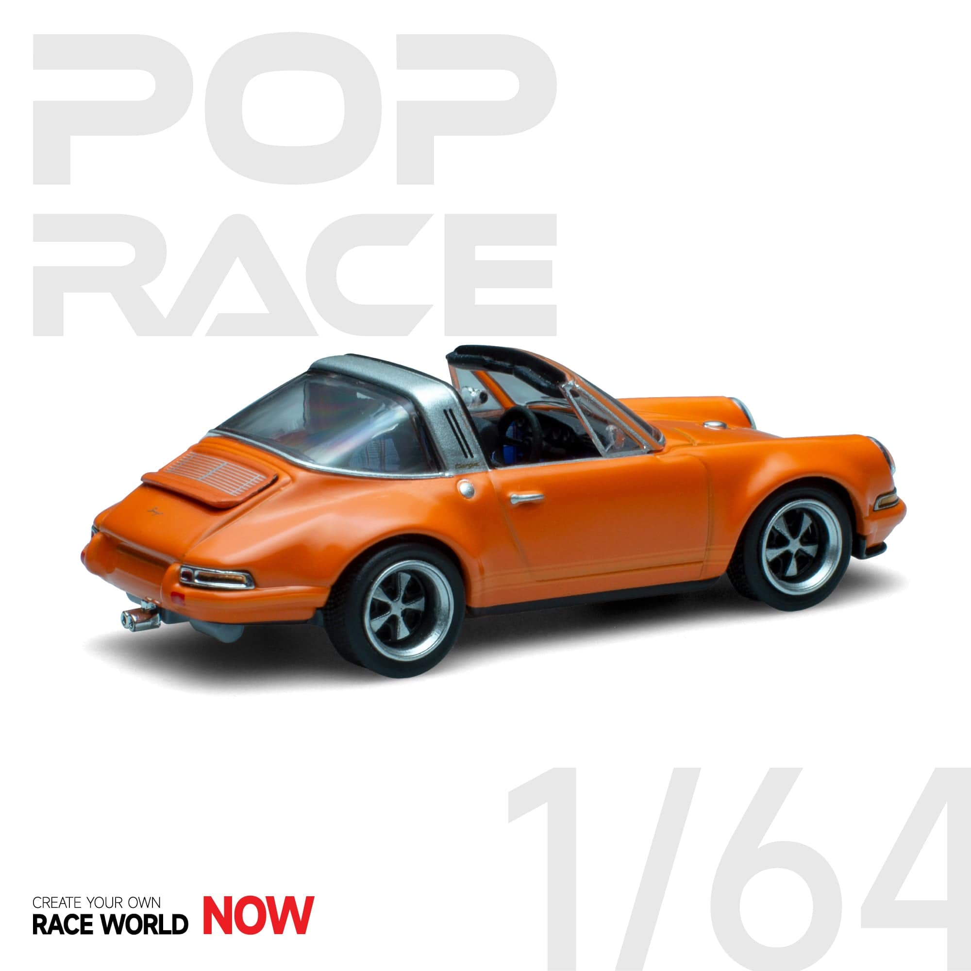 Porsche Singer Targa Orange 1/64 scale Pop Race – Hanz Driven