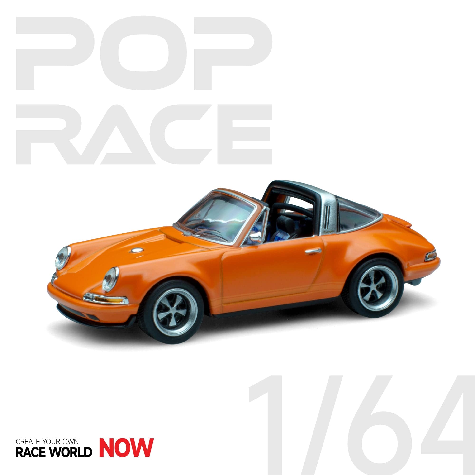 Porsche Singer Targa Orange 1/64 scale Pop Race – Hanz Driven