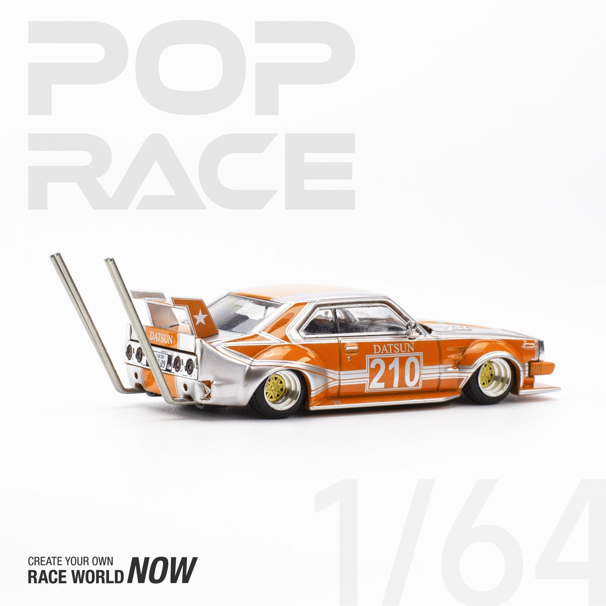 Skyline C210 Kaido Racer Bosozoku Style Orange Silver Pop Race 1/64