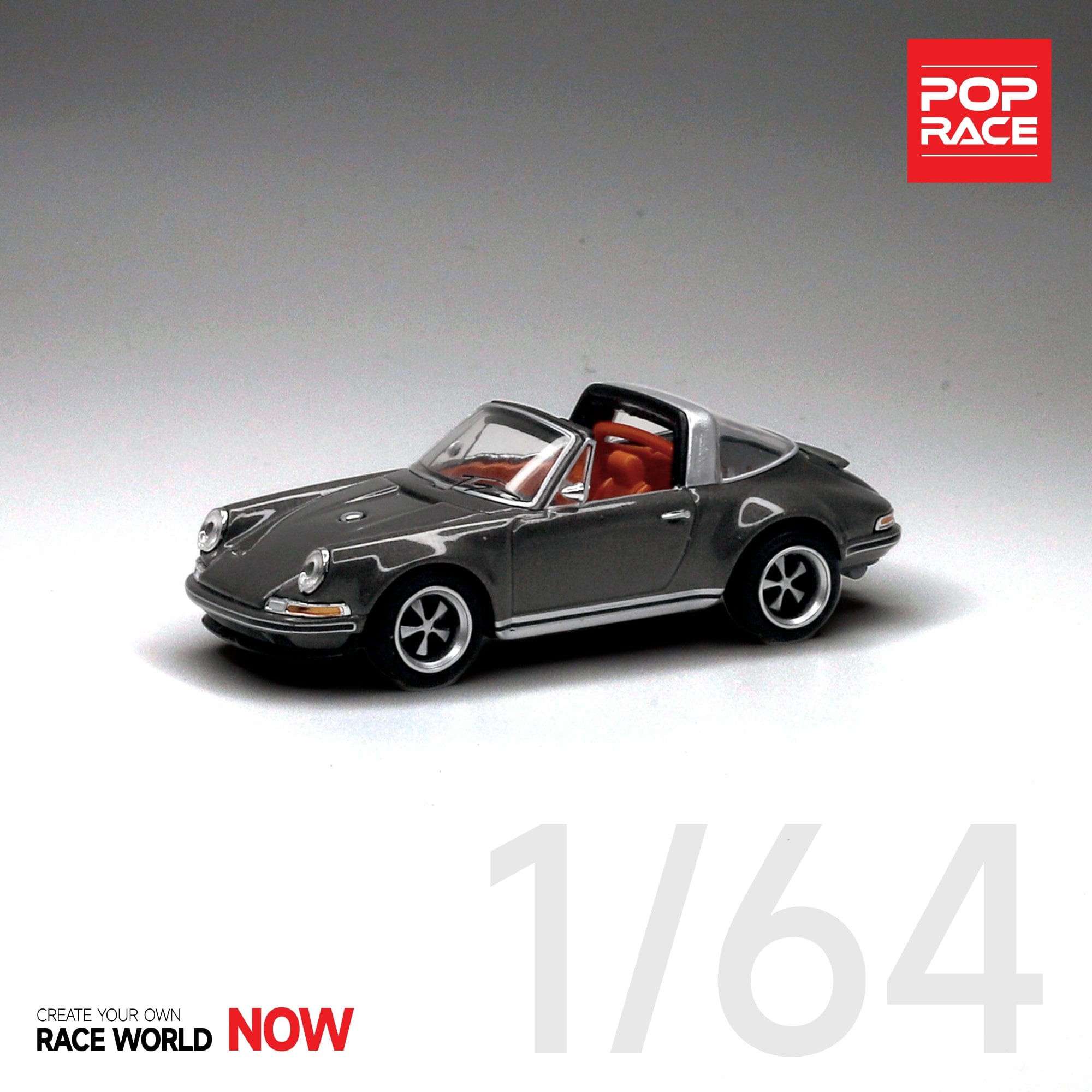 Porsche Singer Targa 964 Grey 1/64 scale Pop Race – Hanz Driven
