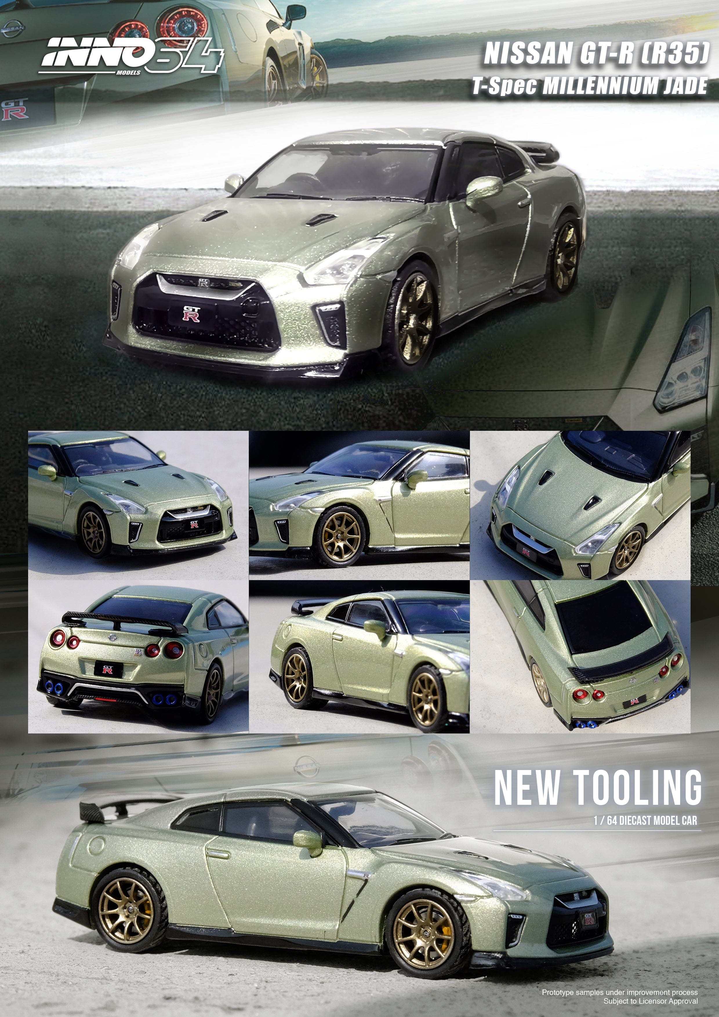 Nissan Skyline GT-R R35 Millennium Jade Inno64 1/64 scale