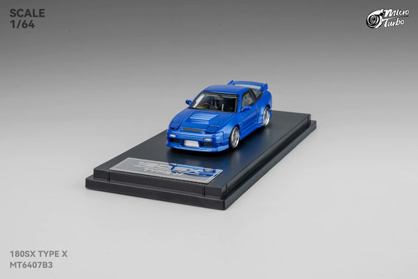 (Pre-order) Nissan 180SX Type X Metallic Blue Micro Turbo 1/64 scale